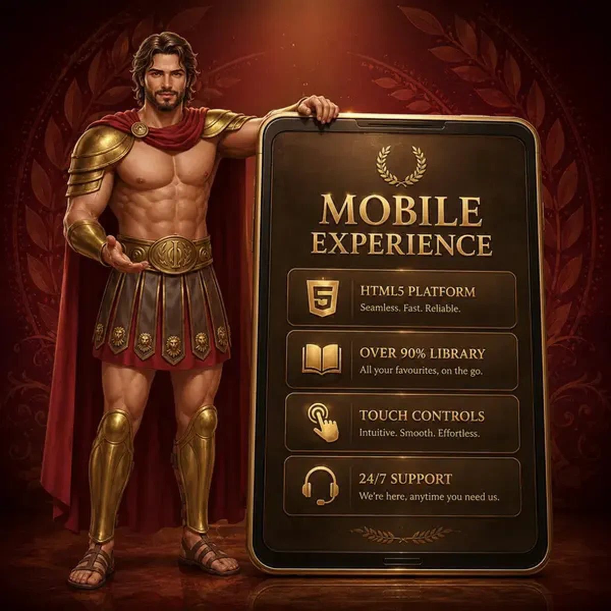 Legiano Laureate prezentujący tablet doświadczenia mobilnego w portalu gier Legiano Casino
